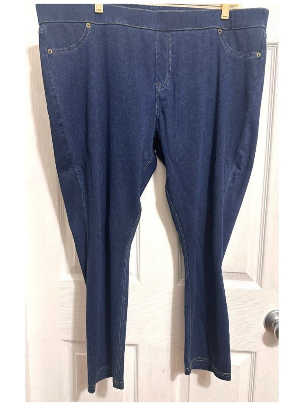 Lightweight Women's Blue Denim Stretch Jeans Pants Skinny Leg Pull On Size XXL